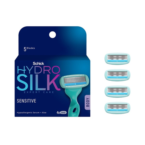 Schick Hydro Silk Sensitive Care 5-Blade Razor Blade Refills, 4 CT