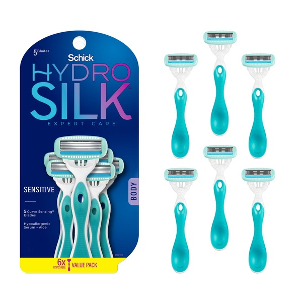 Schick Hydro Silk Sensitive Care Disposable Razors, 6 CT