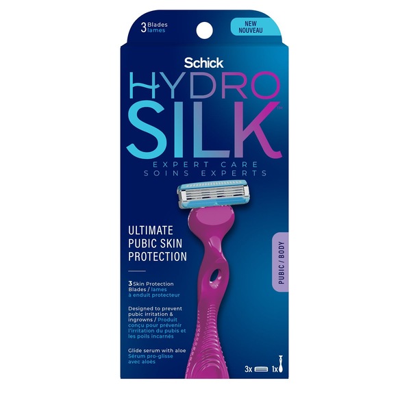 Schick Hydro Silk Ultimate Pubic Skin Protection 3-Blade Razor + 3 Razor Blade Refills