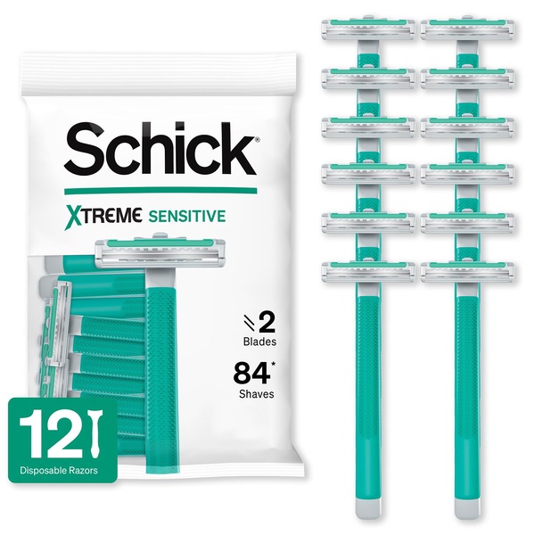 Schick Xtreme Sensitive 2-Blade Disposable Razors, 12 CT