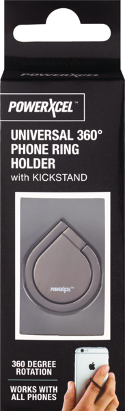 Universal 360 Degree Phone Ring Holder with Kickstand, Black