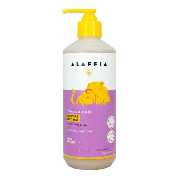 Alaffia Babies & Kids Shampoo & Body Wash, Lemon Lavender, 16 OZ