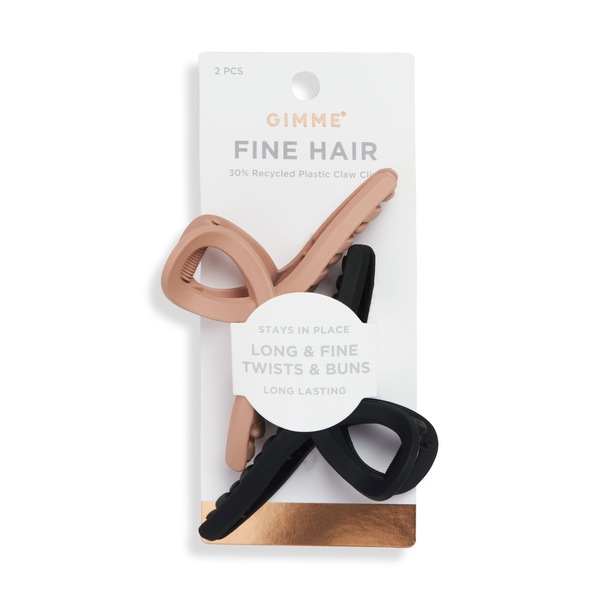 Gimme Beauty Fine Hair Loop Claw Clip - Black and Natural - 2ct