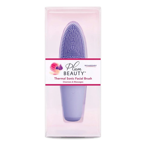 Plum Beauty Thermal Sonic Facial Brush, Silicone, Plum, 1 EA