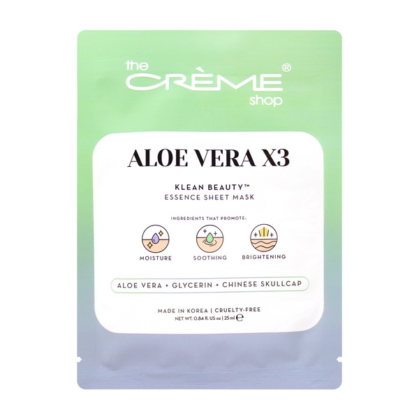 The Crème Shop Klean Beauty Essence Sheet Mask, Aloe Vera 3X