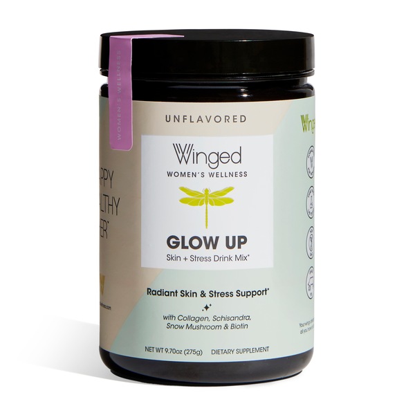 WINGED Glow Up Skin + Stress Drink Mix, Unflavored, 9.7 OZ