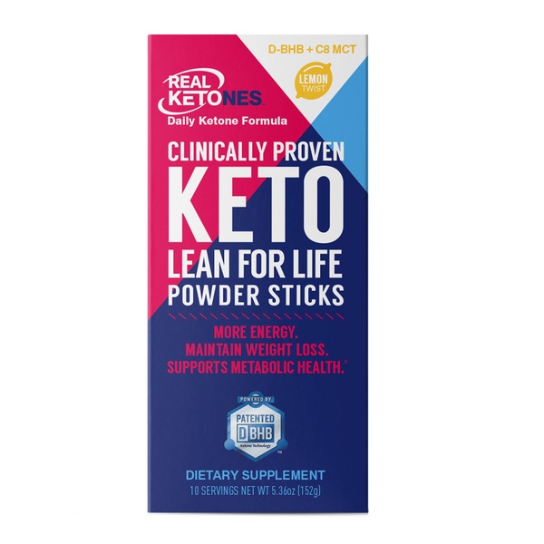 Real Ketones Lean for Life Lemon Twist Powder Sticks, 10 CT