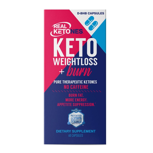 Real Ketones Keto Weightloss + Burn No Caffeine Capsules, 60 CT