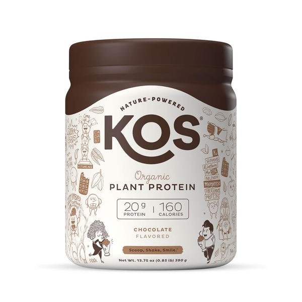 KOS Organic Plant Based Protein Powder, Chocolate, 10 Servings