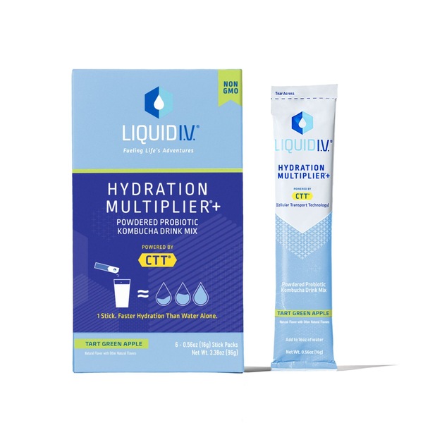 Liquid I.V. Hydration Multiplier + Powdered Probiotic Kombucha Drink Mix, Tart Green Apple
