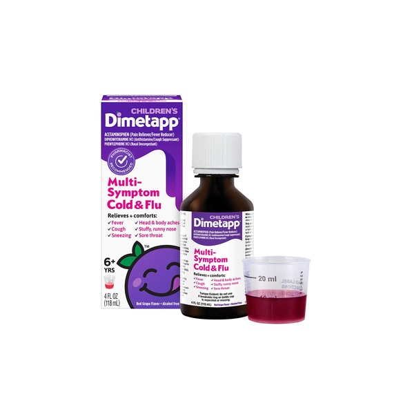 Children’s Dimetapp Multi Symptom Cold & Flu Liquid, Red Grape Flavor, 4 Fl Oz