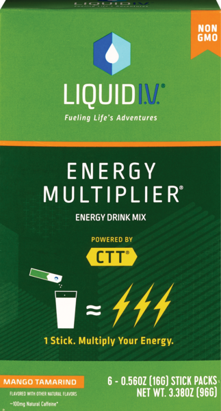 Liquid I.V. Hydration + Energy Multiplier, Electrolyte Drink Mix, Mango Tamarind, 6 CT