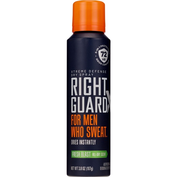 Right Guard 72-Hour Xtreme Defense Antiperspirant & Deodorant Dry Spray, Fresh Blast, 3.8 OZ