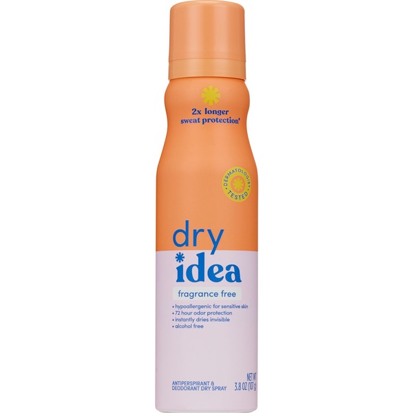 Dry Idea Antiperspirant & Deodorant Dry Spray, Fragrance Free 3.8 OZ