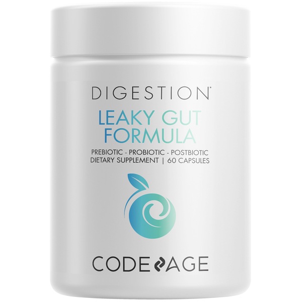 Codeage Leaky Gut, L-Glutamine Supplement, Licorice Root, Pre + Probiotics, Postbiotic, Vegan, 60 CT