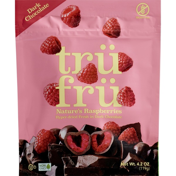 Tru Fru Hyper-Dried Raspberries Covered in Dark Chocolate, 4.2 oz