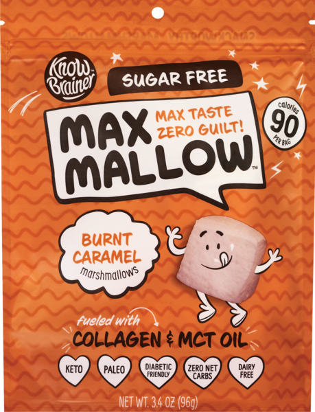 Max Mallow Burnt Caramel Keto Sugar Free Marshmallows, Fueled with Collagen & MCT Oil, 3.4 oz