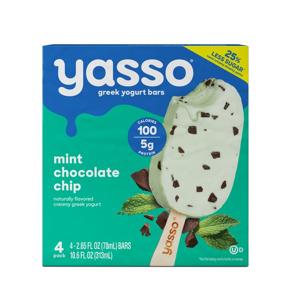 Yasso, Greek Yogurt Bars, Mint Chocolate Chip, 4 ct, 10.6 oz