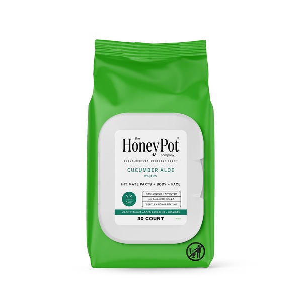 The Honey Pot Intimate Wipes, 30CT