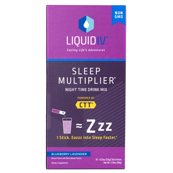 Liquid I.V. Hydration Multiplier + Sleep, Electrolyte Powder Packet Drink Mix, Blueberry Lavender, 10 CT