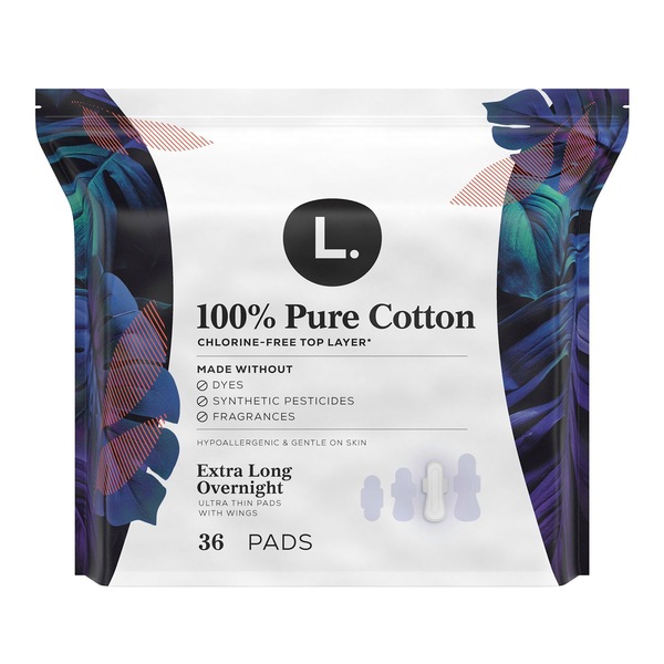 L.  Chlorine Free Ultra Thin Pads, Organic Cotton, Overnight, 36 CT