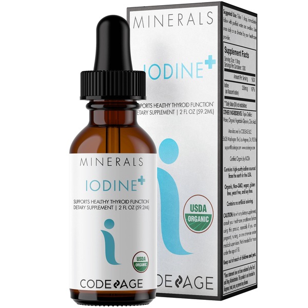 Iodine + USDA Certified Organic, Nascent Vegan Liquid Iodine Drops, Mineral Solution, 2 OZ