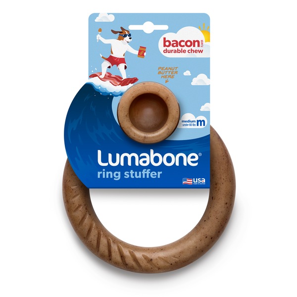 Lumabone Ring-Stuffer Bacon Flavor Dog Chew Toy, Medium