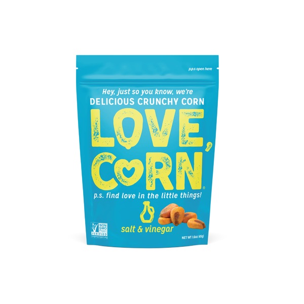 Love Corn Salt & Vinegar Delicious Crunchy Corn - Maíz crujiente, 1.6 oz