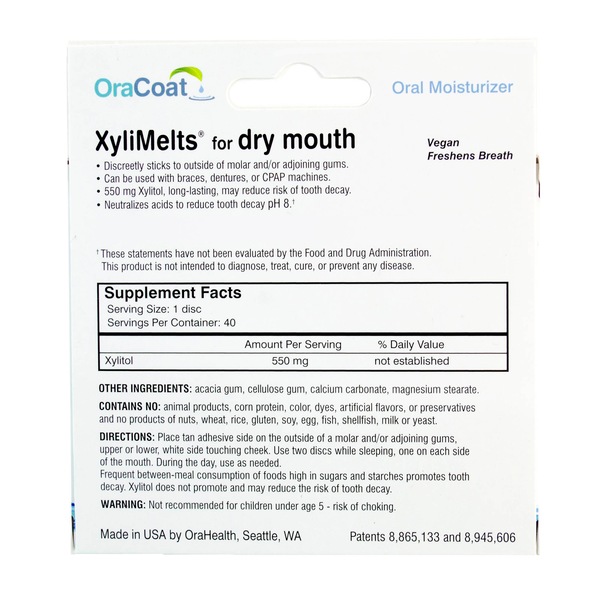 OraCoat XyliMelts for Dry Mouth Relief, Sugar-Free with Xylitol