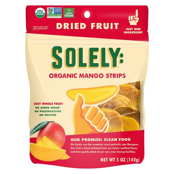 Solely Organic Dried Mango Strips, 5 oz