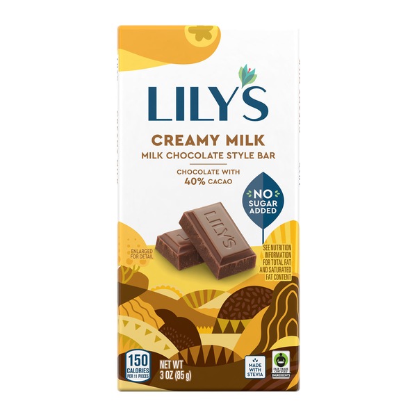 Lily'S Milk Chocolate Style No Sugar Added Sweets, Gluten Free, Bar, 3oz