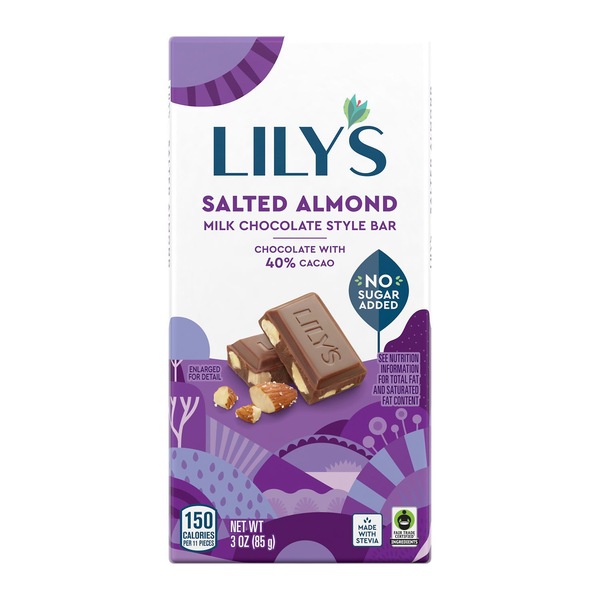 Lily's, Salted Almond Milk Chocolate Style No Sugar Added Sweets, 3 Oz