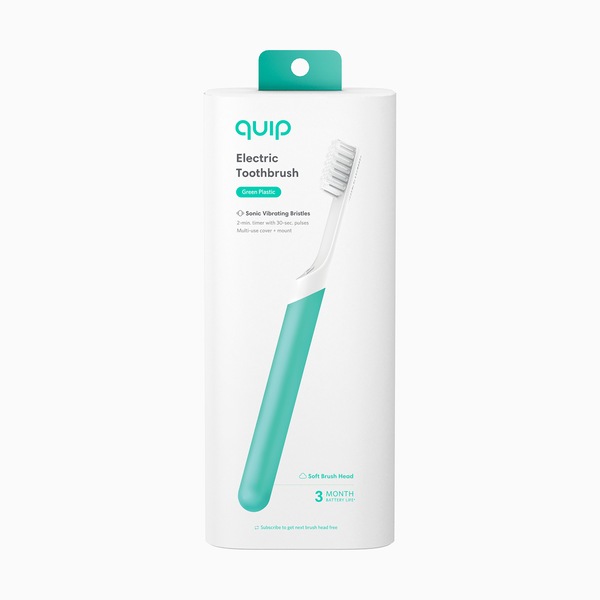 quip Electric Toothbrush Kit with Built-In Timer and Travel Case, Soft Bristle Brush Head