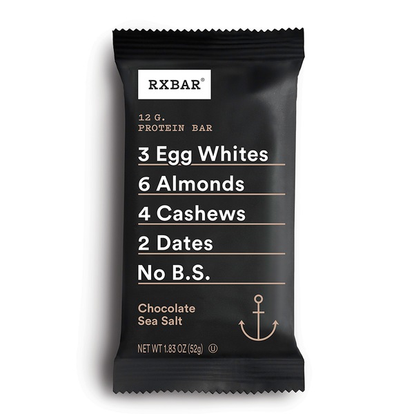 RXBAR Whole Food Protein Bar, Chocolate Sea Salt, 12g Protein, 1.83 oz Bar