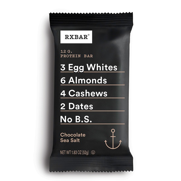 RXBAR Whole Food Protein Bar, Chocolate Sea Salt, 12g Protein, 1.83 oz Bar