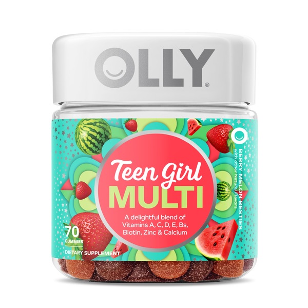 OLLY Teen Girl Multivitamin Gummies, Berry Melon, 70 CT