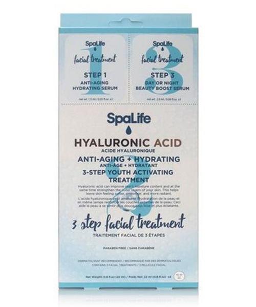 Spa Life Three Step Facial Treatment with Hyaluronic Acid, 3CT