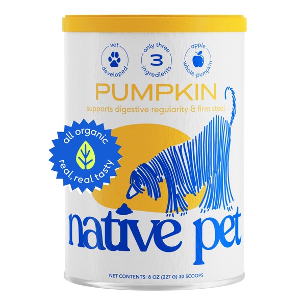 Native Pet Organic Pumpkin Fiber Powder Dog Supplement, 8 oz.
