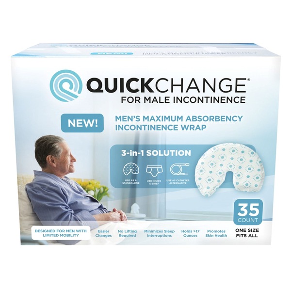 QuickChange Male Incontinence Wrap, Maximum Absorbency, One Size, 35 CT