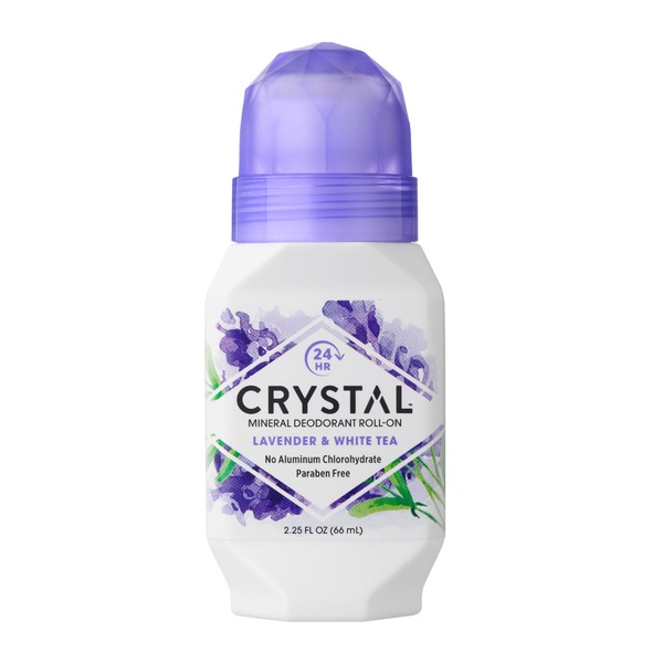 Crystal 24-Hour Mineral Deodorant Roll-on, Lavender & White Tea, 2.25 OZ