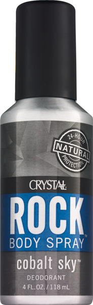 Crystal Rock 24-Hour Deodorant Body Spray, Cobalt Sky, 4 OZ