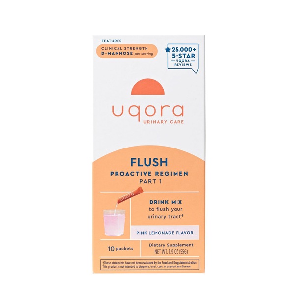 Uqora Flush Urinary Tract Health Drink Mix, Pink Lemonade Flavor