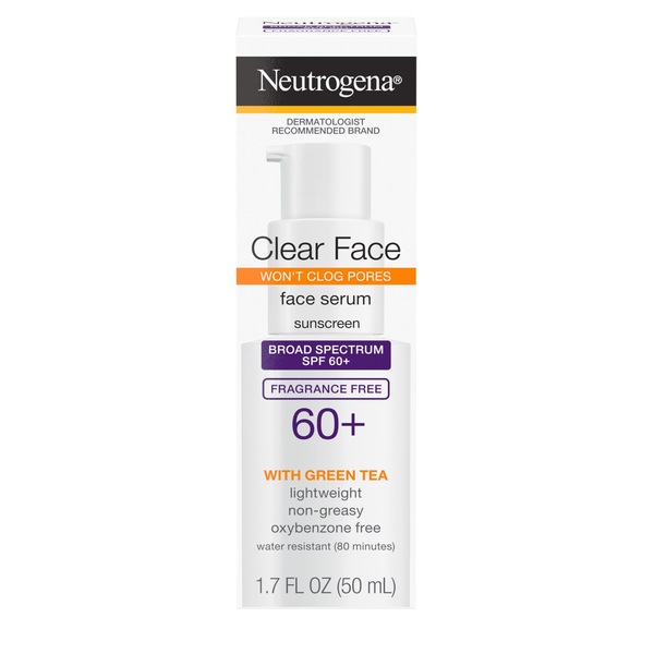 Neutrogena Clear Face Serum Sunscreen with Green Tea, SPF 60+, 1.7 oz