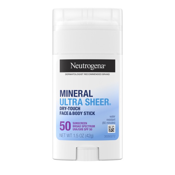 Neutrogena Ultra Sheer SPF 50 Zinc Mineral Sunscreen Stick, 1.5 OZ