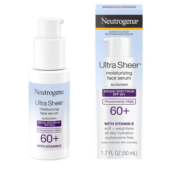 Neutrogena Ultra Sheer Moisturizing Serum, Vitamin E, SPF 60+, 1.7 OZ