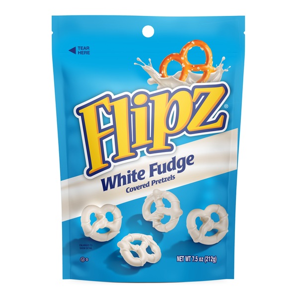 Flipz Chocolate Covered Pretzels, White Fudge, 7.5 oz