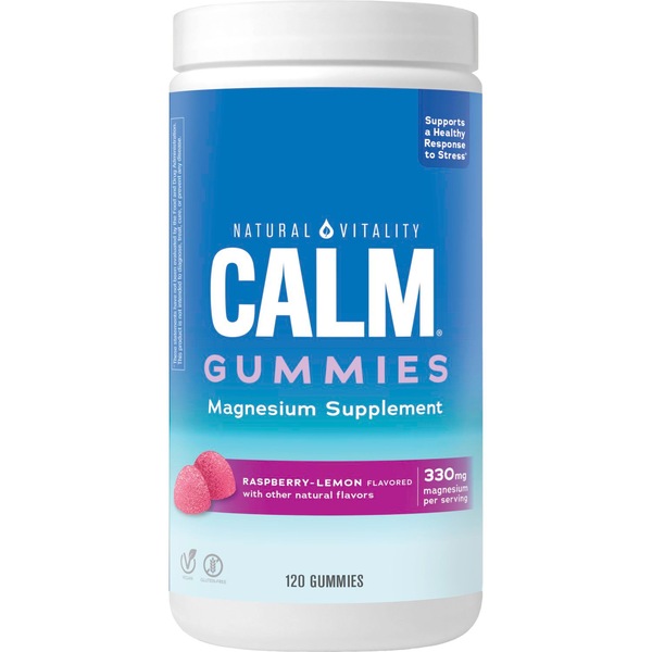 Natural Vitality Calm Magnesium Supplement Gummies, Raspberry-Lemon Flavor, 120 CT