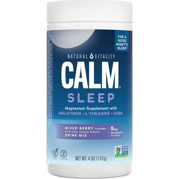 Natural Vitality CALM Mixed Berry Flavored Sleep Magnesium Supplement Drink Mix, 4 oz., 1 Bottle