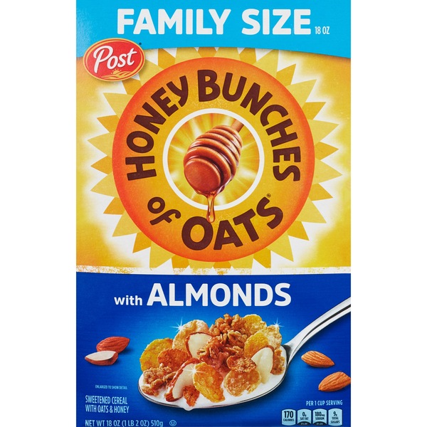 Honey Bunches Oats with Almonds, Large Size, 18 oz