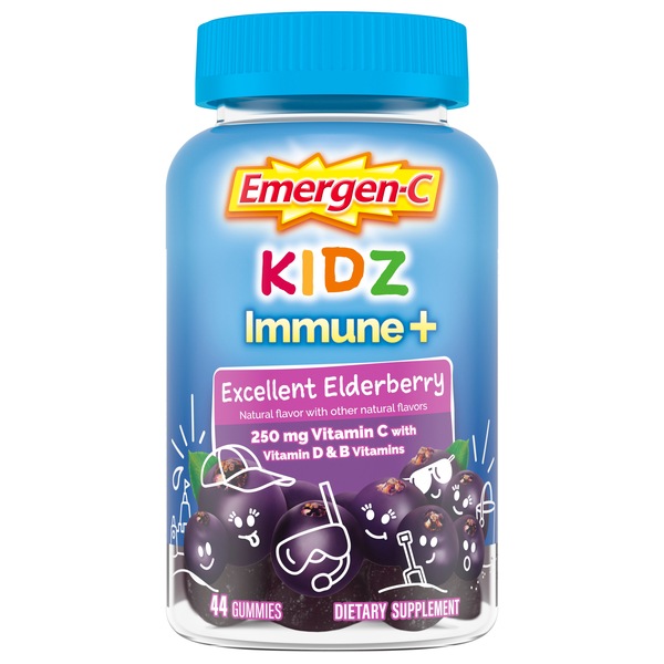 Emergen-C Kidz Immune+ Gummy Excellent Elderberry, 44 CT